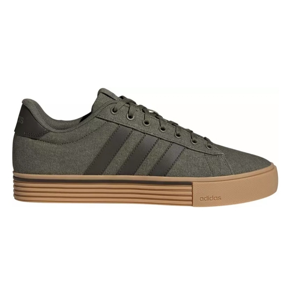 adidas Men’s Olive Green Canvas Low-Top Sneakers with Gum Sole